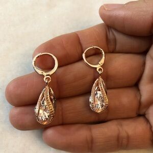 “3 for $20” | NWOT, CZ Charm Long Hoop Earrings